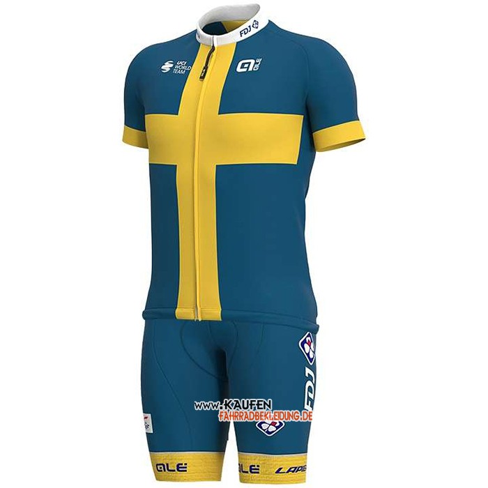 Groupama-FDJ Kurzarmtrikot 2020 und Kurze Tragerhose Campione Schweden